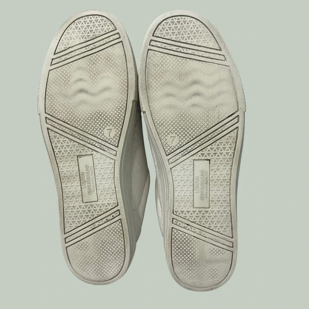 London Underground White Platform Sneakers Triple Strap Shoes Womens 7M